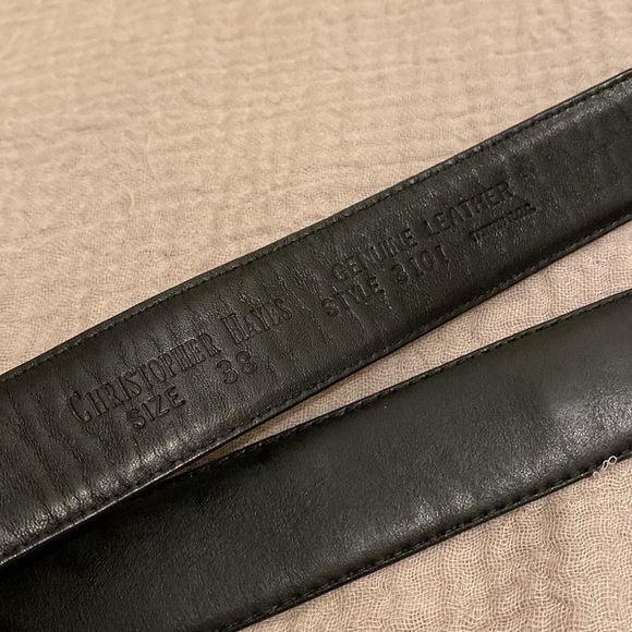 CHRISTOPHER HAYES GENUINE LEATHER BLACK BELT ( one side with zipper) Size 38 - Picture 4 of 8